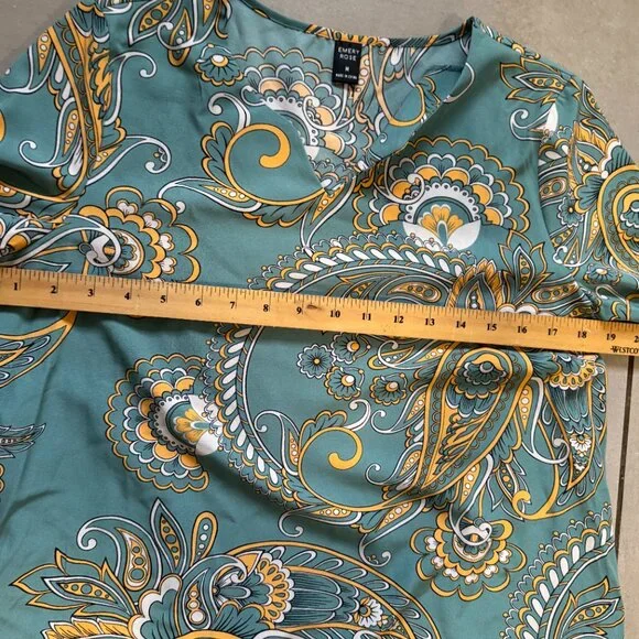 EMERY ROSE Paisley Print Notched Neck Tunic Dress Size M - Picture 4 of 6